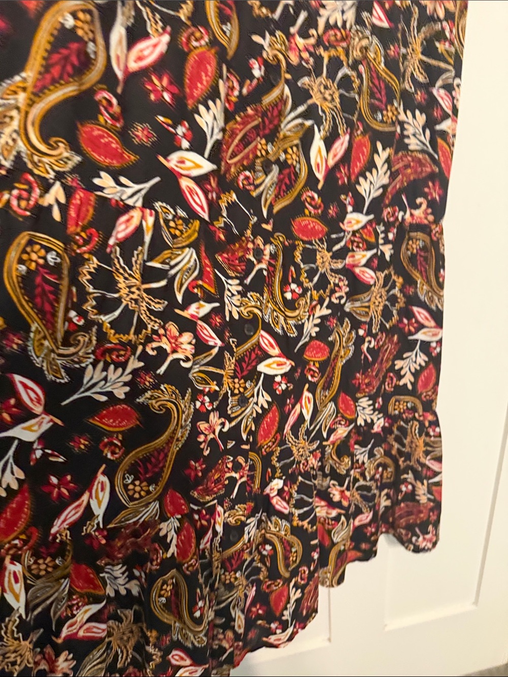 Margaux Riviera Black Paisley Tiered Floral Maxi Dress with Red & Gold Motifs - Picture 8 of 9